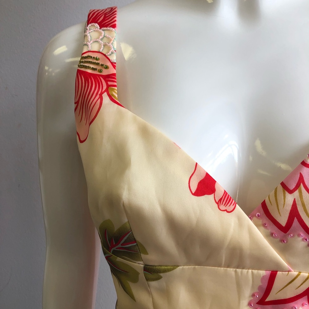 NWT Yellow Floral Beaded Midi Dress - Picture 2 of 13